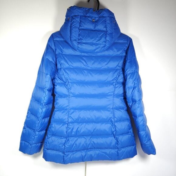 United Colors Of Benetton Women's Sz 4 Blue Down Full Zip Hooded Jacket Coat - Picture 7 of 12